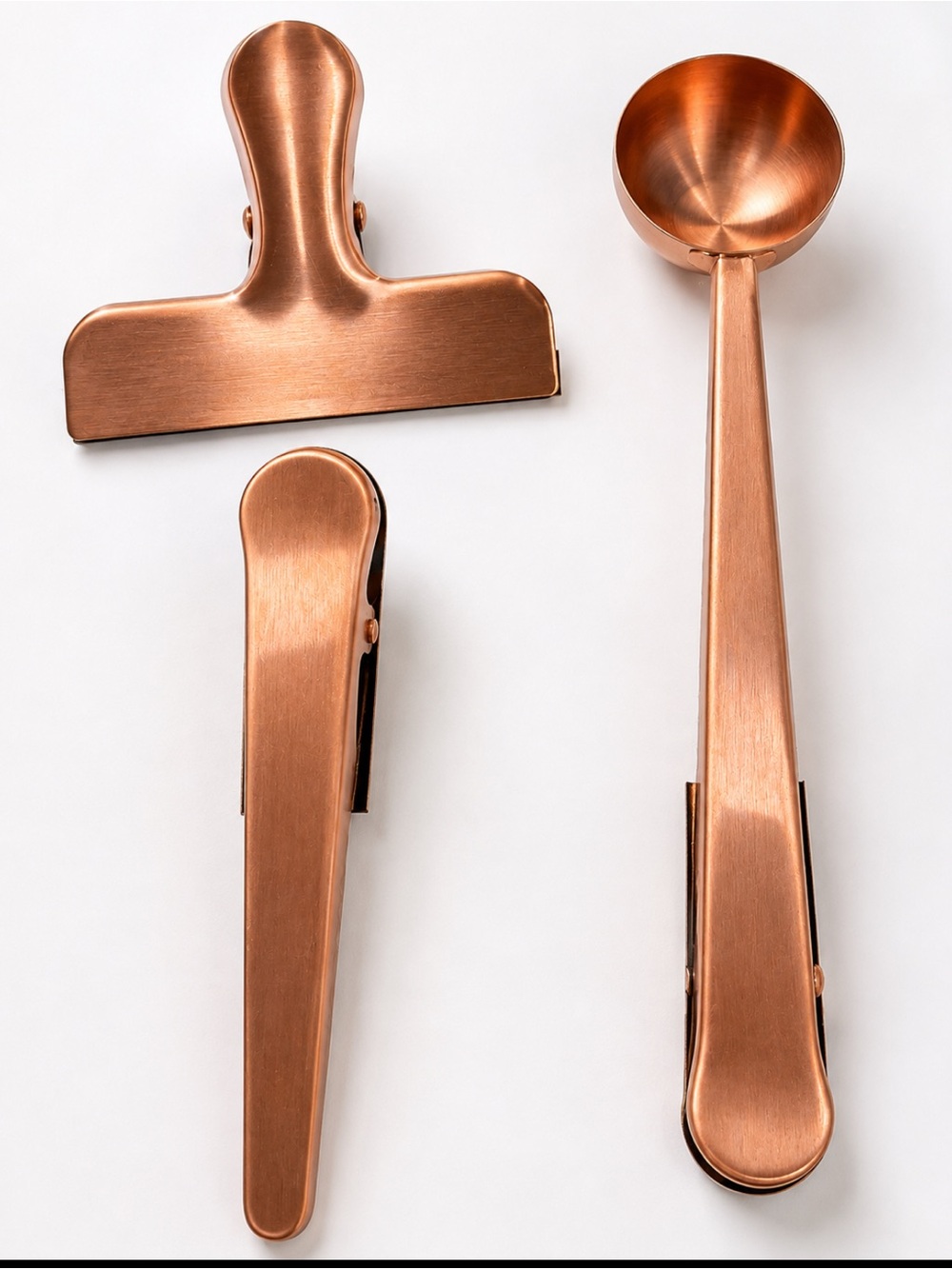 Hearth & Hand Magnolia Copper Coffee Scoop & Bag Clips 3 Pc Set NWOT